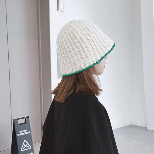 투톤 짜임 유니크 컬러 배색 여성 니트 벙거지 모자 P0000SXE