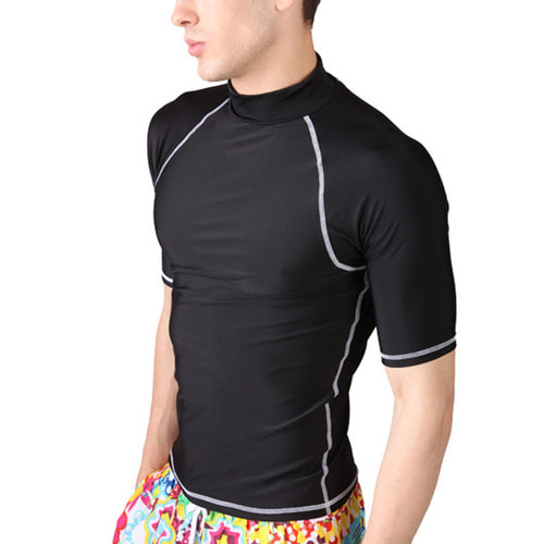 남자래쉬가드 수영복상의 티셔츠 블랙 화이트 M-XL