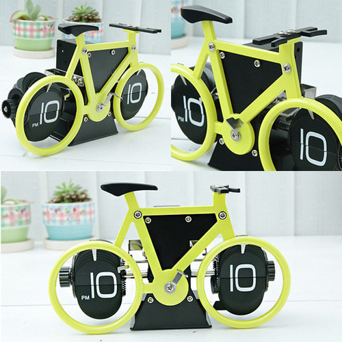 자전거플립시계 화이트 옐로우 20x12x9.5cm