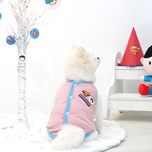 따뜻한 슈퍼맨 퀼팅 겨울 강아지 수면 조끼